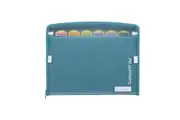 Colourhide A4 Zip-It Expanding File Cover Organiser w Pen Holder Loop Teal Green