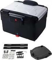 Motorcycle Back top Box case 45L Universal Top Box Adventure Motorcycle Top Universal Top Rear Luggage Tool Cases Boxes Motorbike Storage(Sliver)