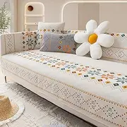 KCCRHIN Bohemian Style Couch Cover Chenille Sofa Cover Sofa Slipcover Non Slip Couch Slipcover Decorative Sofa Cover Furniture Protector Sofa Cover Blanket for Pets,Cream,70 * 240cm/27.6 * 94.5in