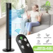 48" Oscillating Bladeless 8-Speeds 4 Mode Quiet Tower Fan w/Remote Control+Timer