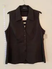 NEW Pure Amici Button-Up Vest Shirt - Black - XL - NWT