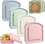 4 PCS Toast Shape Sandwich Box, Sandwich Containers for Lunch Boxes,Portable Food Storage Containers Dishwasher Microwave Safe,Reusable Food Storage Box with Lid for Lunch Prep Bread Snack