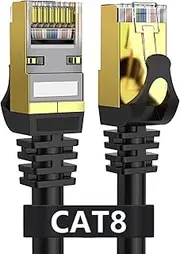 Cat 8 Ethernet Cable 50 ft Shielded, Indoor&Outdoor, Heavy Duty High Speed Direct Burial 26AWG Cat8 Network Wire, 40Gbps 2000Mhz SFTP Patch Cord, in Wall&Weatherproof RJ45 Cable for Router/Modem/Xbox