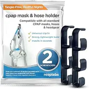 resplabs CPAP Mask and Hose Holder - 2 Pack Wall Mount Clips for CPAP Tubing - Mask Hanger & Hose Organizer - No Tools Required - Sleep Therapy Hose Management Solution