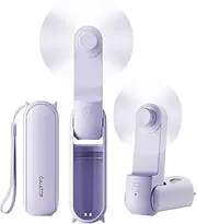 Gaiatop Portable Handheld Fan, Foldable Small Fan, Mini Hand Held Fan with USB Rechargeable 2000mAh Battery, Eyelash Fan for Girls, Travel For Women, Outdoor (Purple), (Fan-FS08)