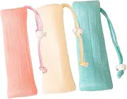 LIFKOME 3Pcs Multi Layer Soap Bags Exfoliating Soap Foaming Pouches Mesh Holders for Bar Soap Convenient Bathroom Accessories