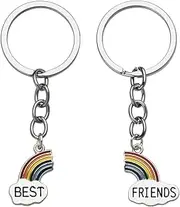 [YangQian] Best Friends Gifts for Women Girls Matching Rainbow Keychain for Women Girls Bestfriend Christmas Birthday Gifts for Best Friends Keychains for 2 Friendship Gifts for Women Friends Besties Soul Sister