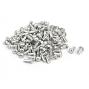 100pcs M3 x 6mm Aluminum Half Round Head Solid Rivet Fastener Silver Tone