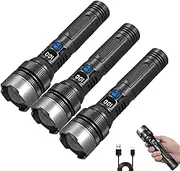 Juyafio Powerful Flashlight 150000 Lumens, Juyafio Flashlight Xhp70.2 with 5 Modes, Rechargeable Waterproof (3 Pcs)