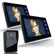 7" Wired Color Video Door Phone Visual Doorbell Intercom System Camera 2-Monitor
