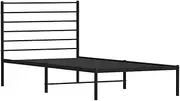 vidaXL King Single Size Stable Metal Bed Frame with Robust Steel Construction, Elegant Headboard Design, Under-Bed Storage Space, Black
