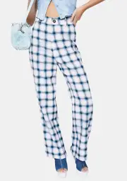 [ZEMETA] Culture Plaid High Waist Pants