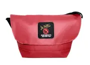 DE MARTINI Globe Canvas Co. Flap Messenger Shoulder Bag Red Waxed Coated Canvas
