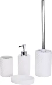 Bathroom Accessory Decor Set w/ Soap Dispenser, Tooth Brush Holder, Toilet Brush