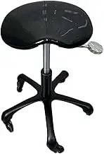 Saddle Chair,Mirror Saddle Stool with Wheels,Ergonomic Swivel Salon Cutting Stool,360° Rotation for Home Bathroom Office Salon Shop