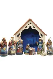 Jim Shore Heartwood Creek 9-Piece Mini Nativity Set Stone Resin Figurine, 9.75