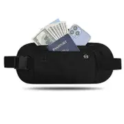 Travel Waist Bag RFID Blocking Waterproof Waist Fanny Pack Hidden Wallet RFID Blocker Passport Holder Bag black