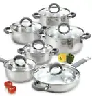 New Cook N Home 12 Pieces Of Stainless Steel Cookware Cooking Set 02410 601XX