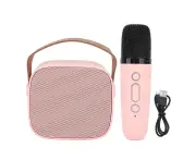 Mini Karaoke Machine With Wireless Microphone Portable Bluetooth Speaker For Kids Pink