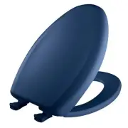 Soft Close Elongated Plastic Closed Front Toilet Seat in Colonial Blue Removes