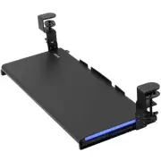 VIVO Black Clamp-on Height Adjustable Under Desk Gaming Keyboard Tray with RGB