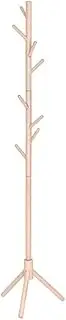 Adjustable Garment Rack Wood Coat Rack Freestanding With 8 Hooks 3 Height Options For Kids Adult Coat Stand For Bedroom Office Entrance Standing Hanger(Khaki)