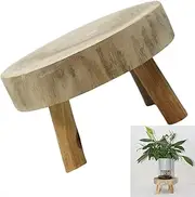 Mini Wooden Stool Display Stand Modern Plant Stand Minimalist Vintage Decor Round Decorative Flower Shelf Bonsai Rack Succulents Flower Shelf Decorative Plant Stand for Indoor Outdoor Home Decoration