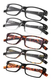 Reading Glasses 5-Pack Spring Hinges for Women and Men Readers