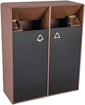 Outdoor Trash Can 38L/80L Outdoor Garbage Can Double Barrels Square Metal Two-Color Garbage Can, Modern Household Commercial Garbage Cans (with Ashtray) Outside Garbage can(Medium)