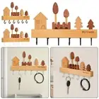 1Pcs 6 Hooks Key Hook Rack Wooden Wall Decoration Hook For Keys Coats Towels
