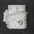 3D Cat Geometry Marble Quilt Cover Set Bedding Sets Pillowcases Queen