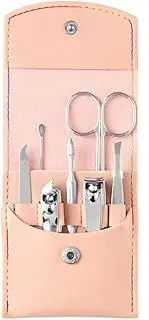 Manicure Set,Nail kit Manicure Set,Nail Care kit, Nail Clippers Set Manicure Beauty Manicure Tool Set Nail Clippers Nail Clippers 7-Piece Folding Bag Portable,Pink