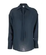 Eleventy Shirt with Spread Collar and Tie Front 44,IT44,IT42,42 Black