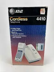 AT&T Vintage 4410 White/Gray Cordless Phone 2 Way Page and Intercom