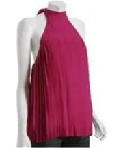 ALICE + OLIVIA Pleated Halter Silk Top Blouse Magenta Pink SMALL 2 4 US $220