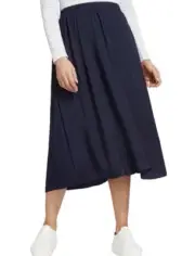 *New* SEED Heritage Size 12 Dark Blue Silky Flowing Midi SKIRT Elastic Waist