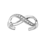 10k Solid Gold Cubic Zirconia Infinity Adjustable Toe Ring Body Jewelry