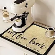 Coffee Mat Hide Stain Rubber Backed Absorbent Coffee Maker Mat Coffee Bar Mat Waterproof Rubber Dish Drying Mat Coffee Machine Mat for Counter Bar Service Spill Mat Quick Drying Mat Kitchen (50x60cm)