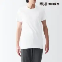 在飛比找momo購物網優惠-【MUJI 無印良品】男棉質無側縫天竺圓領短袖T恤(白色)