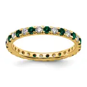 14k Yellow Gold 3/8 Ct. Lab Grown Diamond VS/SI+ G+ and Lab Created Emerald Eternity Band Ring