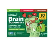Brainiac Brain Squeezers Applesauce with Omega-3s, Variety Pack, No Sugar Added,