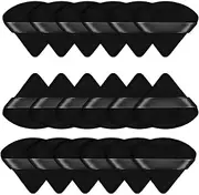[FUNNTY] Powder Puffs, 18 Pcs Triangle Powder Puff Soft Pure Cotton Velour Puff, Cotton Powder Puff Face for Face Contouring Loose Powder Black