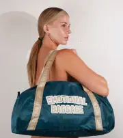 A$Sholes Live Forever Emotional Baggage Duffle Bag Linda Finegold Printed Strap