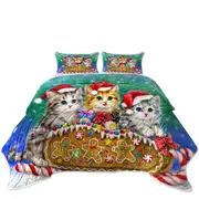 Christmas Cats Cute Gingerbread Sleigh Kittens Coverlet