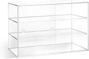 AUSWAY 3 Tier Clear Acrylic Bakery Display Box Large Crystal Cake Display Cabinet Shelf With Sliding Door For Donuts Cupcake Bread Dessert Pastries Toys Collectibles 5mm Thick