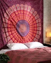 Indian Mandala Queen Size Tapestry Hippie Wall Hanging Bohemian Bedspread Cotton
