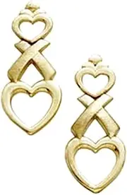 [JewelryWeb] 14k Yellow Gold Hugs and Kisses Earrings Stud Earring for Women