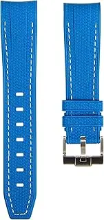[Strapseeker] Textured Curved End Premium Silicone Rubber Watch Strap - Compatible with Omega Swatch Moonwatch, Tudor Black Bay, Rolex- 20mm - Curve Replacement Watch Band for Men & Women - For Sports & Dive Watches