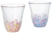 ADERIA Tsugaru Vidro Sakura Sakura Glass Pink Blue 320ml Pair Set Cosmetic Box M
