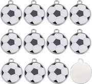 [SUNNYCLUE] 1 Box 30Pcs Sport Charms Enamel Soccer Ball Charms Bulk Black White Flat Round Soccer Ball Sports Charm Silver Tone Charm for jewellery Making Charm DIY Earrings Bracelets Craft Supplies,